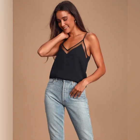 Lulus Tops - Lulu’s Sweet Fling Black Mesh Top Medium NWOT